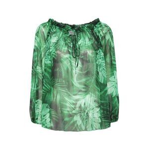 Ermanno Leaf Print Tie Neck Blouse Women green Blouses
